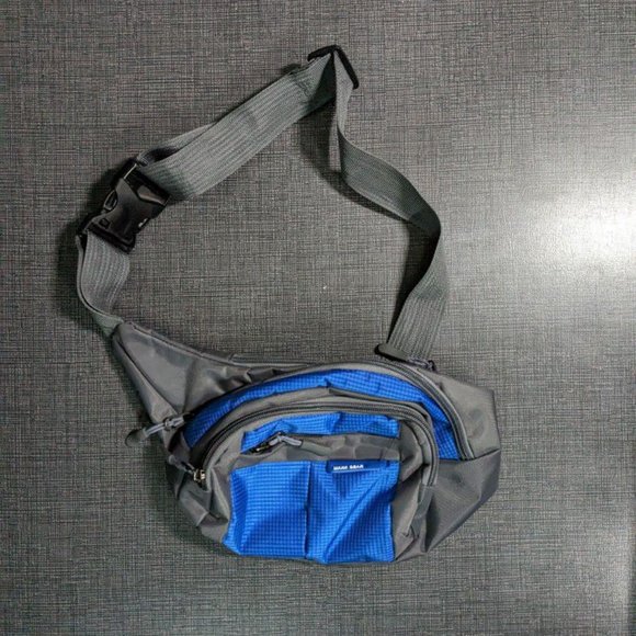 Blue And Grey Fanny Pack With Clip - Picture 1 of 4